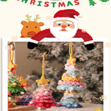 2 Pcs Handmade Crochet Christmas Tree Ornament - Plush Knitted Decoration with Bell - Ideal for Home, Car & Holiday Decor(Style B) - Front View
