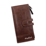 Dark brown Women's Stylish Long Wallet - Multi-Card Slot PU Leather Clutch with Phone Pocket & Coin Zipper