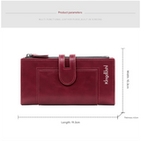 Dark brown Women's Stylish Long Wallet - Multi-Card Slot PU Leather Clutch with Phone Pocket & Coin Zipper - Top-Down View