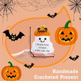 2 PCS White Spooky & Sweet: Handmade Crocheted Ghost Doll - Halloween Party & Home Decor Gift(B) - Top-Down View
