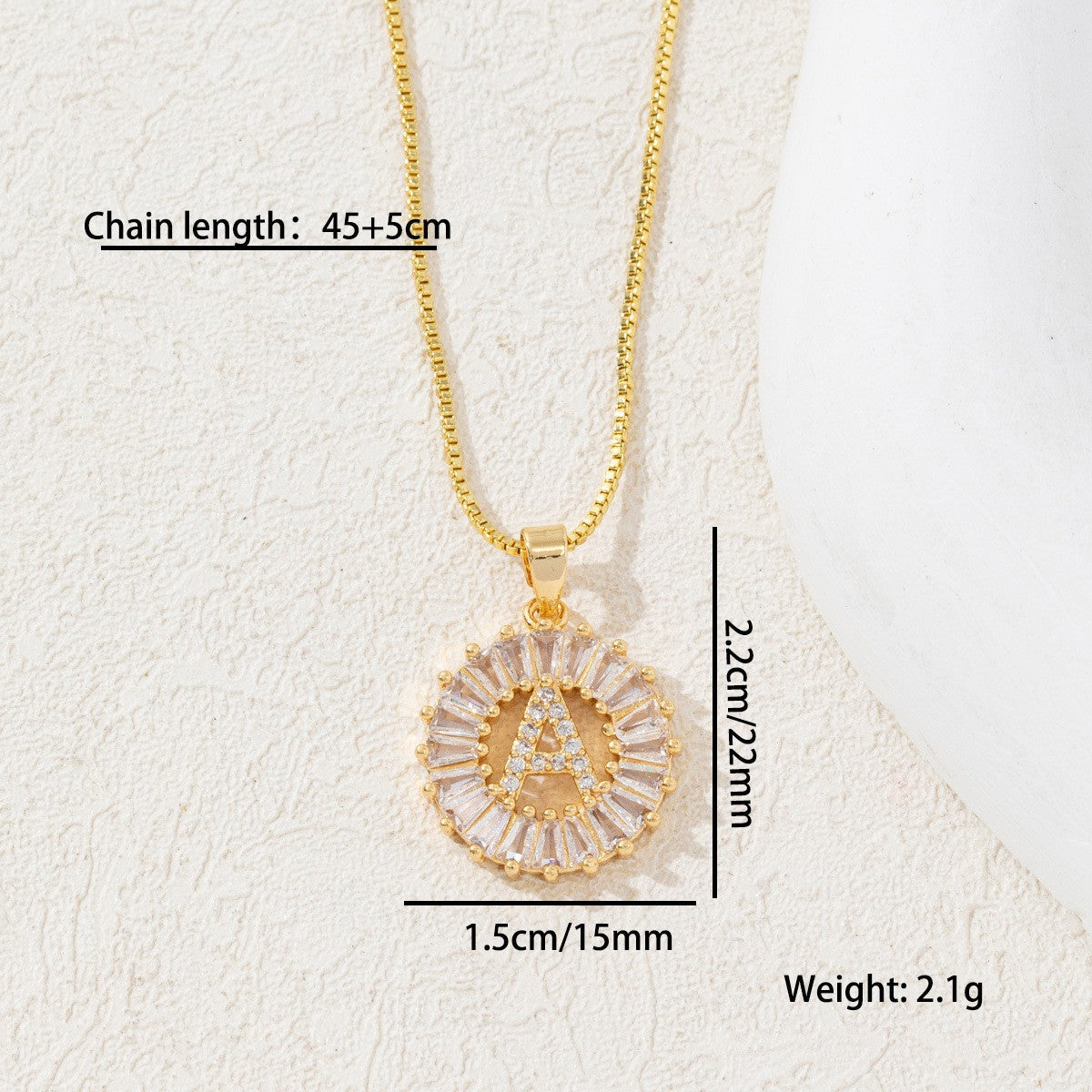 Sparkling Cubic Zirconia Initial Letter Necklace Set - Gold Plated Two-Piece Design(C)