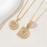 Sparkling Cubic Zirconia Initial Letter Necklace Set - Gold Plated Two-Piece Design(D)