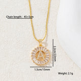 Sparkling Cubic Zirconia Initial Letter Necklace Set - Gold Plated Two-Piece Design(E) - Side View