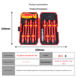 A 24-piece set Black Insulated Screwdriver Set - Multi-Bit Electrician's Tool Kit with Magnetic Tips & Quick-Change Handle - Front View