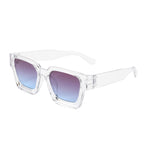 Transparent frame with grayish blue patches Classic Square Frame Sunglasses - Unisex UV400 Protection, Lightweight & Face-Slimming Design - High Definition Vision Eyewear