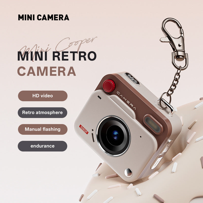 Green Retro Mini Digital Camera Keychain - 48MP Portable Pocket Camcorder with 1080p HD Video