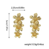 Gold Textured Cascading Floral Statement Drop Earrings for Women - Top-Down View