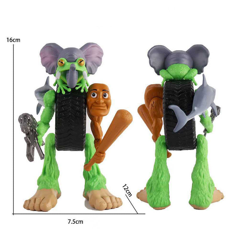 Eight-piece set Whimsical Creature & Monster Figurine Collection - Set of Bizarre PVC Mini Toys for Desk Decor