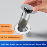 5 PCS Universal Pop-Up Sink Drain Stopper with Anti-Clog Filter Basket - Stainless Steel Hair Catcher & Anti-Odor Plug - Front View
