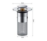 5 PCS Universal Pop-Up Sink Drain Stopper with Anti-Clog Filter Basket - Stainless Steel Hair Catcher & Anti-Odor Plug - Top-Down View