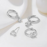 Four-piece set Gold Delicate CZ Earring Stacking Set - Huggie Hoops & Studs for Multiple Piercings - Side View