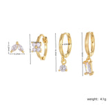 Four-piece set Gold Delicate CZ Earring Stacking Set - Huggie Hoops & Studs for Multiple Piercings - Top-Down View