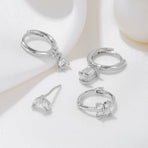Three-piece set Gold Delicate CZ Earring Stacking Set - Huggie Hoops & Studs for Multiple Piercings