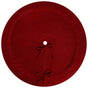 Red Luxury Knit Christmas Tree Skirt with Cable-Knit Border - Rustic Holiday Decor(62cm)