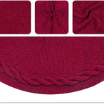 White Luxury Knit Christmas Tree Skirt with Cable-Knit Border - Rustic Holiday Decor(92cm)
