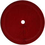 Red Luxury Knit Christmas Tree Skirt with Cable-Knit Border - Rustic Holiday Decor(122cm)