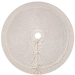White Luxury Knit Christmas Tree Skirt with Cable-Knit Border - Rustic Holiday Decor(122cm)