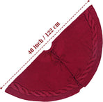 White Luxury Knit Christmas Tree Skirt with Cable-Knit Border - Rustic Holiday Decor(122cm)