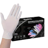 50 Pairs White Premium Disposable Nitrile Gloves - Powder-Free, Latex-Free & High-Elasticity for Multi-Purpose Use(L)