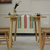 2-PCS Christmas Edition Bohemian Woven Table Runner with Tassels - Rustic Farmhouse Decor for Dining & Coffee Tables