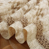 2-PCS White Bohemian Woven Table Runner with Tassels - Rustic Farmhouse Decor for Dining & Coffee Tables - Top-Down View