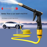 Yellow High-Pressure Car Wash Foam Gun & Hose Set - Adjustable Nozzle for Cleaning, Gardening & Pet Washing(5m) - Front View