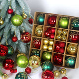 Red and white 44-Piece Assorted Christmas Baubles Set with Elegant Designs in Wooden Gift Box - 3-6cm Decorative Ornaments for Tree, Home & Holiday Display