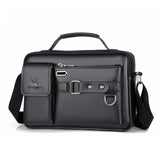 Black lychee pattern Men's Crossbody Shoulder Bag - Premium PU Leather Business & Commute Sling Bag