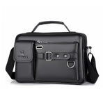 Black lychee pattern Men's Crossbody Shoulder Bag - Premium PU Leather Business & Commute Sling Bag