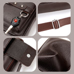 Plain black texture Men's Crossbody Shoulder Bag - Premium PU Leather Business & Commute Sling Bag