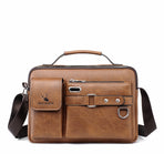 Plain light brown Men's Crossbody Shoulder Bag - Premium PU Leather Business & Commute Sling Bag