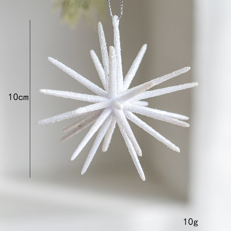 5-PCS White New Christmas Ornament - Starburst Hanging Decor for Tree and Holiday Display
