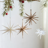 5-PCS White New Christmas Ornament - Starburst Hanging Decor for Tree and Holiday Display - Side View
