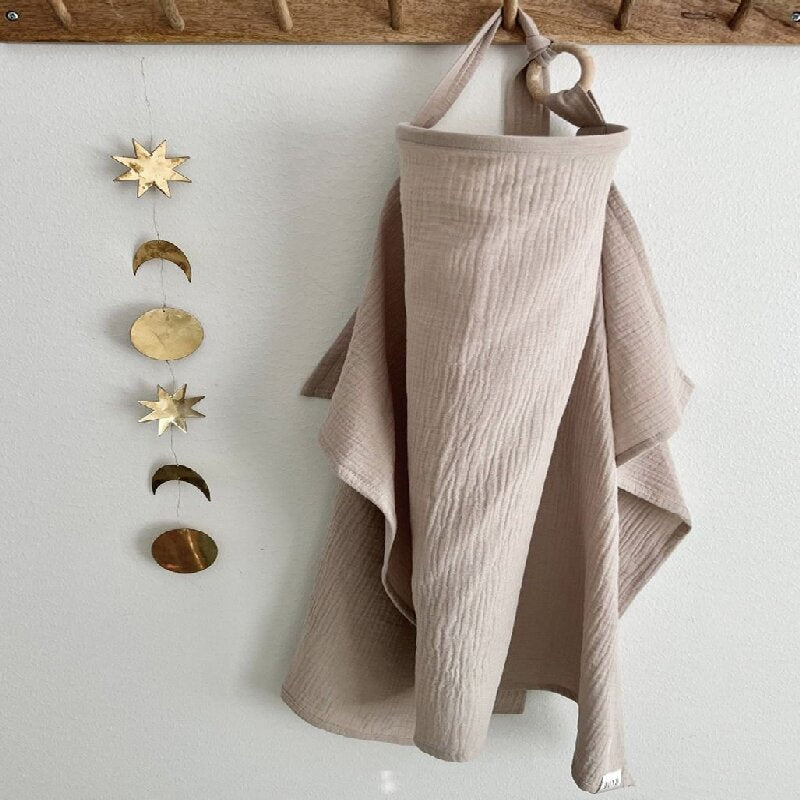 Grayish blue Soft Muslin Cotton Nursing Cover - Breathable Breastfeeding Apron for Privacy