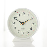 White Minimalist Silent Alarm Clock with Night Light - Non-Ticking Analogue Bedside & Desk Clock