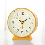 Orange Minimalist Silent Alarm Clock with Night Light - Non-Ticking Analogue Bedside & Desk Clock