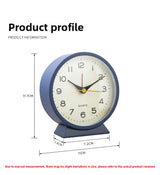 Orange Minimalist Silent Alarm Clock with Night Light - Non-Ticking Analogue Bedside & Desk Clock