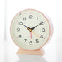 Pink Minimalist Silent Alarm Clock with Night Light - Non-Ticking Analogue Bedside & Desk Clock