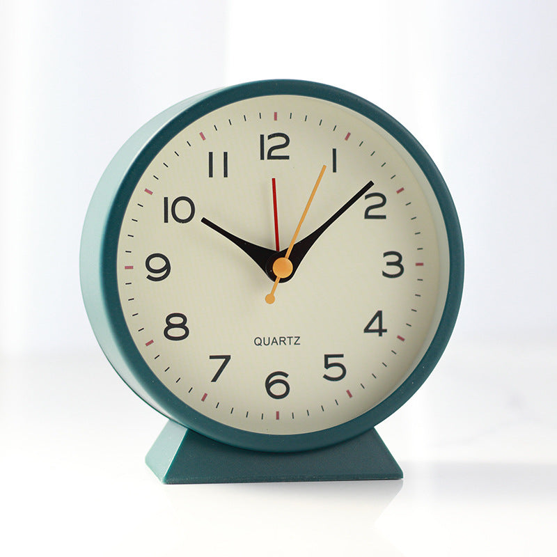 Dark green Minimalist Silent Alarm Clock with Night Light - Non-Ticking Analogue Bedside & Desk Clock