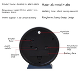 Dark green Minimalist Silent Alarm Clock with Night Light - Non-Ticking Analogue Bedside & Desk Clock - Top-Down View