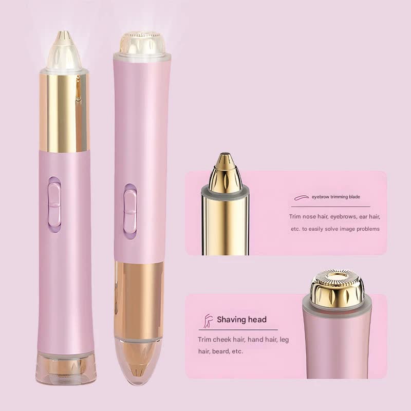2-in-1 Electric Hair Remover for Women - Eyebrow Trimmer & Facial/Body Shaver with LED Light, USB-C Rechargeable(white)