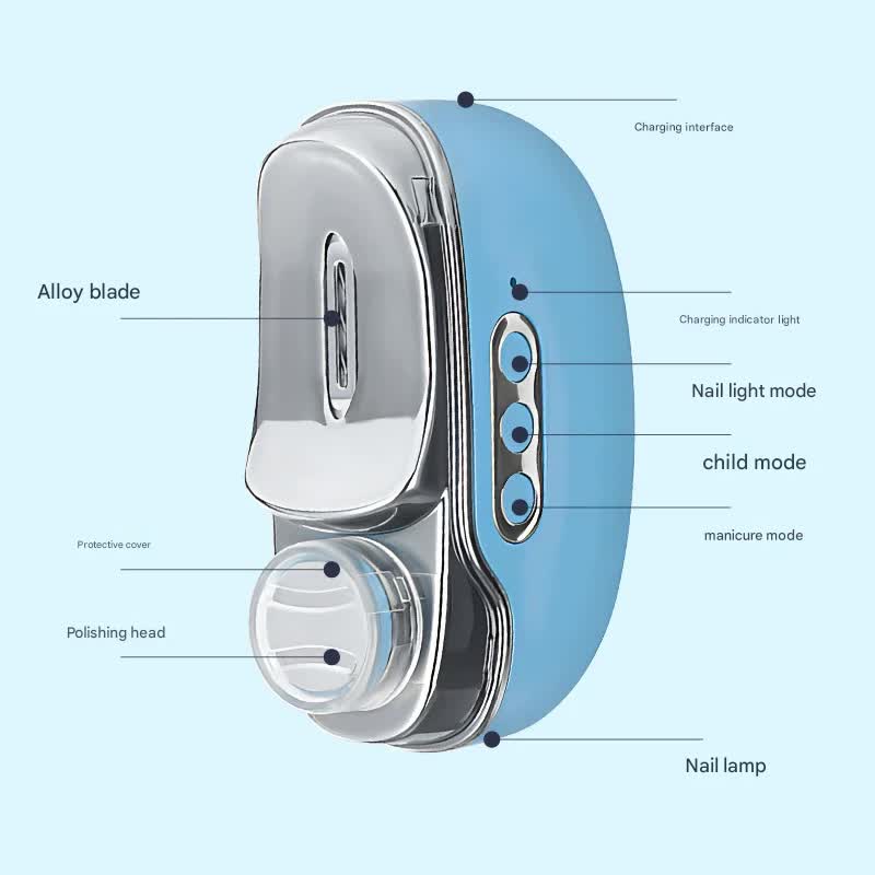 4-in-1 Electric Nail Care Device - Clipper, Grinder, Polisher & UV Sterilizer with Multiple Modes(red)