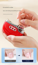 4-in-1 Electric Nail Care Device - Clipper, Grinder, Polisher & UV Sterilizer with Multiple Modes(red) - 45-Degree Angle