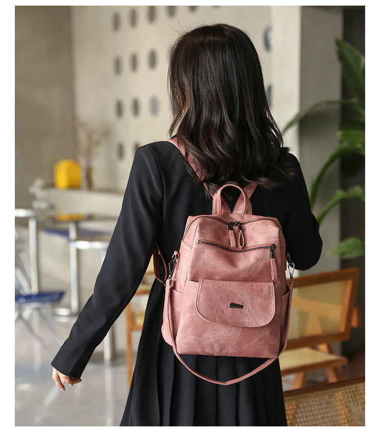 Stylish Women's PU Leather Backpack - Versatile Shoulder Bag with Multiple Pockets(black)
