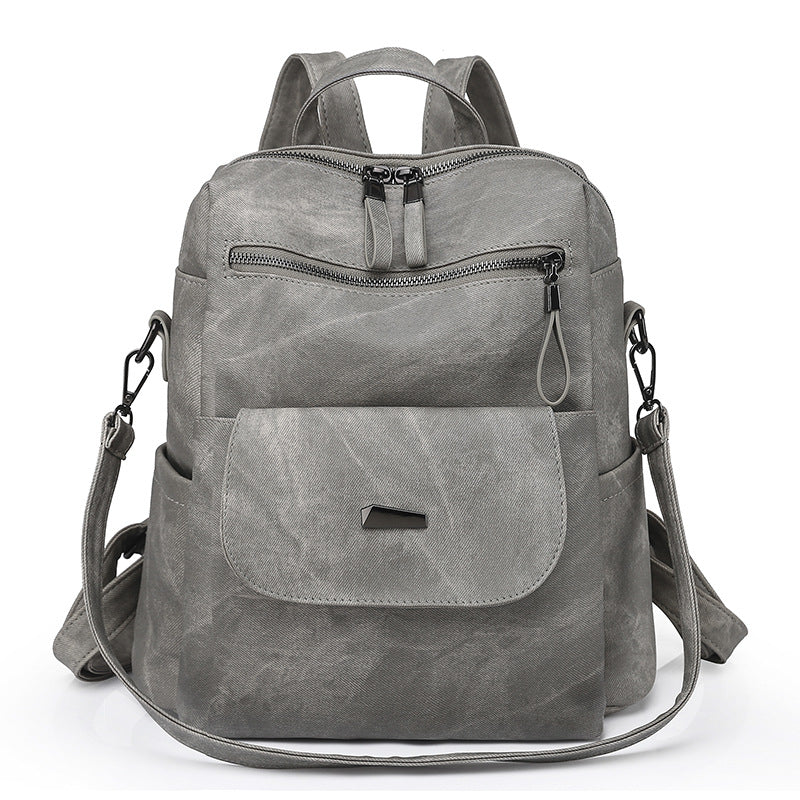 Stylish Women's PU Leather Backpack - Versatile Shoulder Bag with Multiple Pockets(Gray)