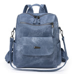 Stylish Women's PU Leather Backpack - Versatile Shoulder Bag with Multiple Pockets(Blue)