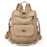 Stylish Women's PU Leather Backpack - Versatile Shoulder Bag with Multiple Pockets(Khaki)