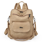 Stylish Women's PU Leather Backpack - Versatile Shoulder Bag with Multiple Pockets(Khaki)