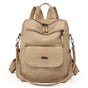 Stylish Women's PU Leather Backpack - Versatile Shoulder Bag with Multiple Pockets(Khaki)