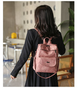 Stylish Women's PU Leather Backpack - Versatile Shoulder Bag with Multiple Pockets(Khaki) - 45-Degree Angle